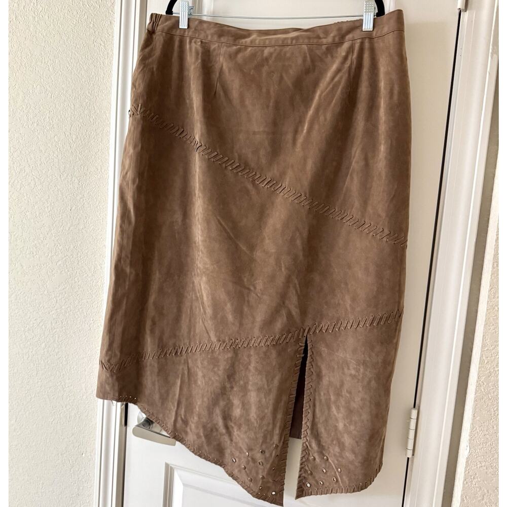 Vintage Canyon Road Plus Sz 22 Brown Western Country Slant Maxi Skirt Cowgirl